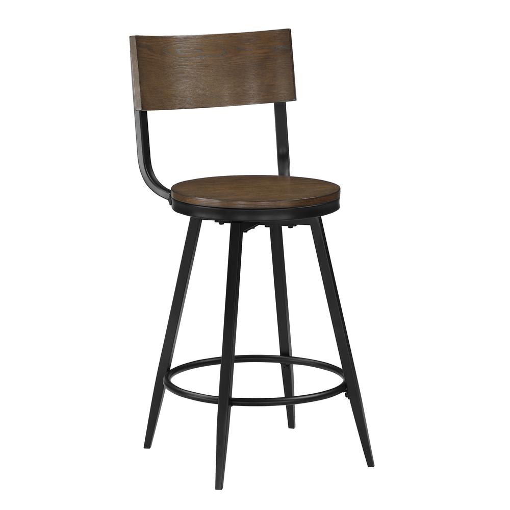 Dalia Brown Wood and Metal Swivel Stool. Picture 4