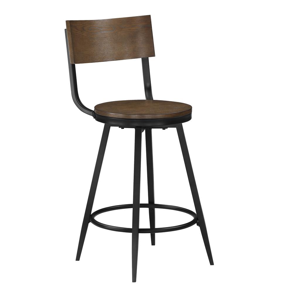 Dalia Brown Wood and Metal Swivel Stool. Picture 9