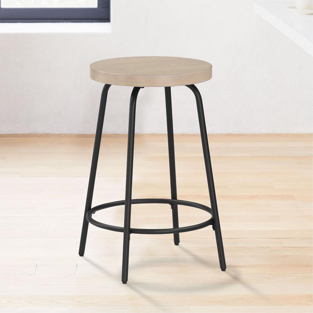 Como Backless Wood and Metal Counter Height Stool. Picture 1
