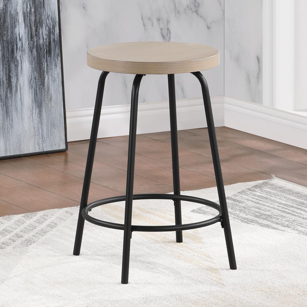 Como Backless Wood and Metal Counter Height Stool. Picture 9
