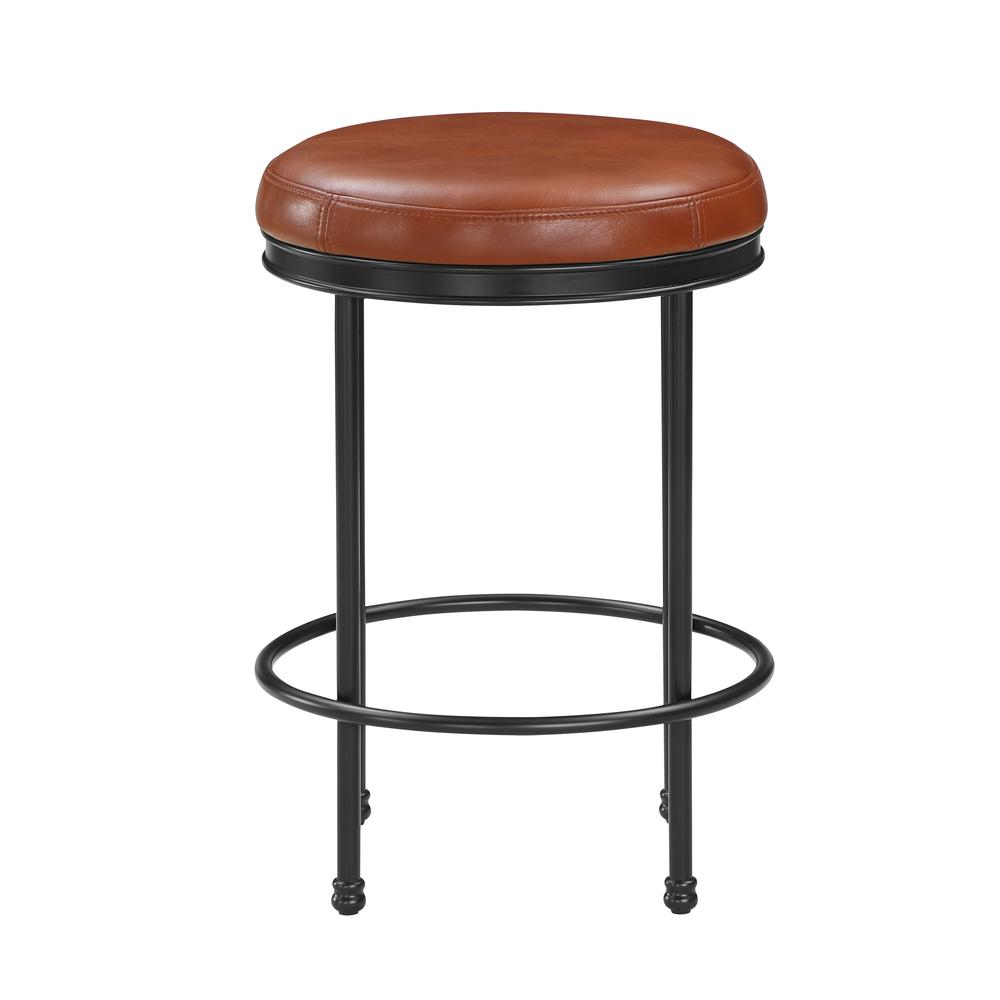 Montecarlo Caramel Faux Leather and Metal Backless Counter Height Stool. Picture 2