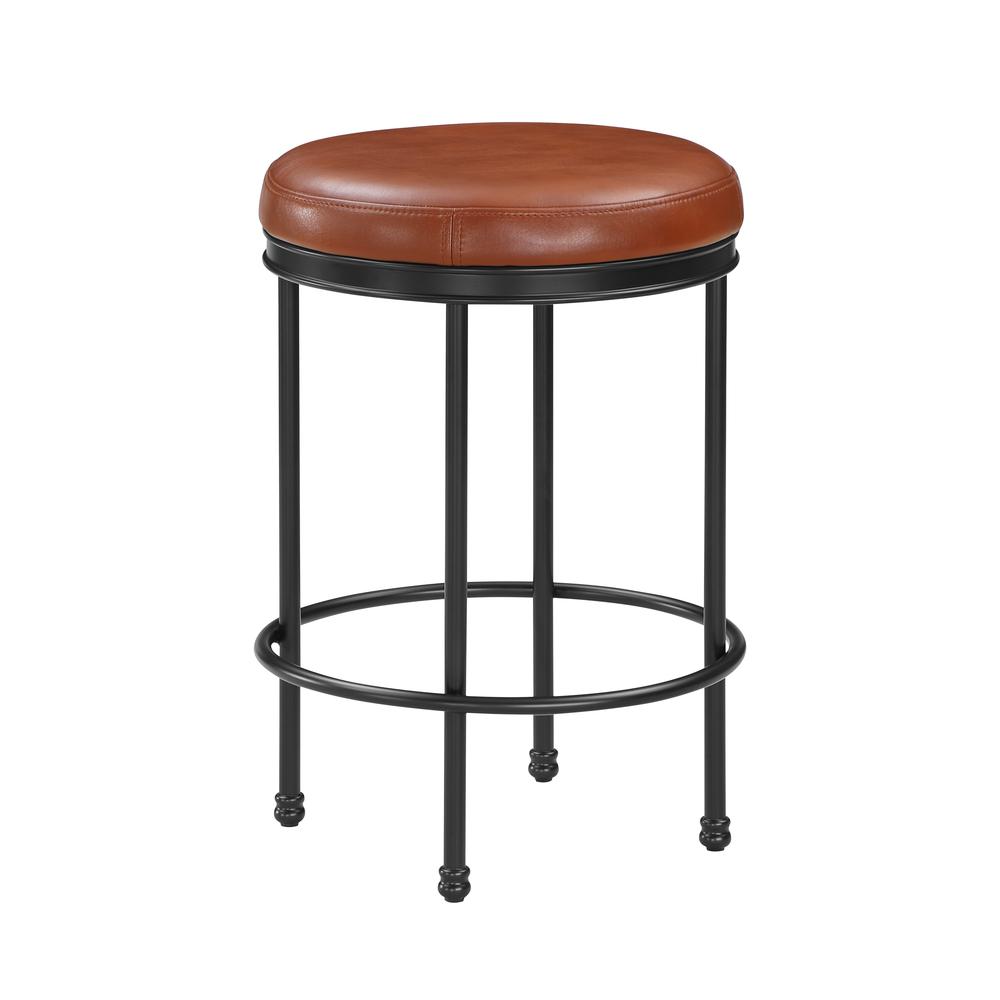 Montecarlo Caramel Faux Leather and Metal Backless Counter Height Stool. Picture 3