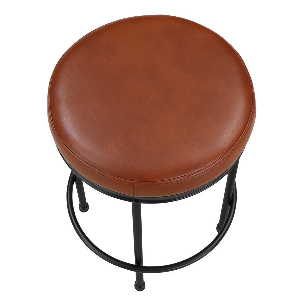Montecarlo Caramel Faux Leather and Metal Backless Counter Height Stool. Picture 4