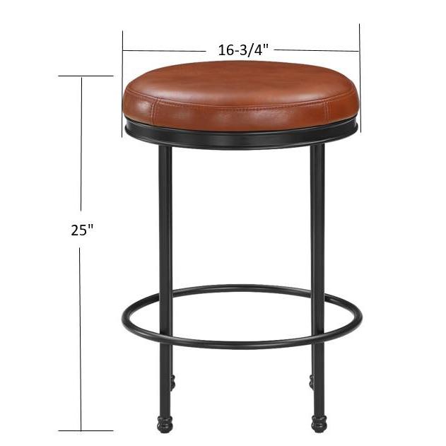 Montecarlo Caramel Faux Leather and Metal Backless Counter Height Stool. Picture 6