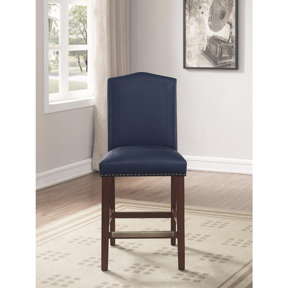 Carteret Navy Faux Leather Counter Stool. Picture 2
