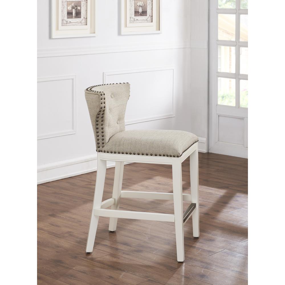 Carena White and Beige Counter Stool. Picture 2