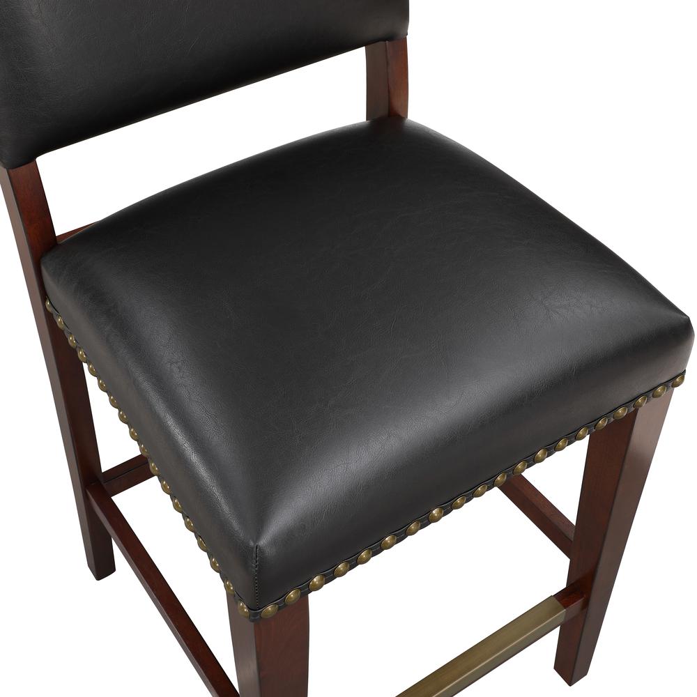 Denver Stationary Faux Leather Brown Counter Stool with Nail Heads. Picture 9