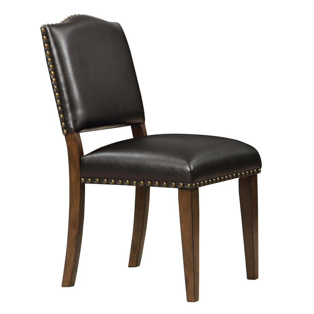 Denver Brown Faux Leather Dining Chair with Nail Heads - Set of 2. Picture 3