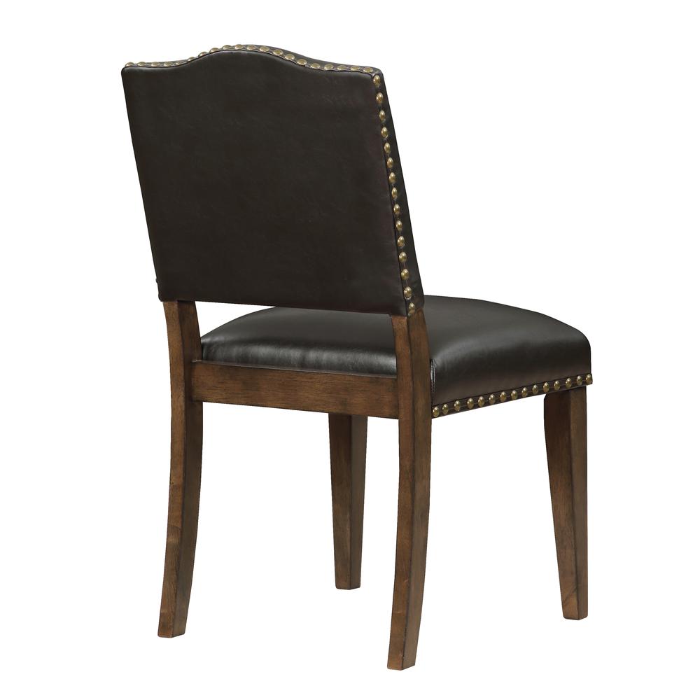 Denver Brown Faux Leather Dining Chair with Nail Heads - Set of 2. Picture 6