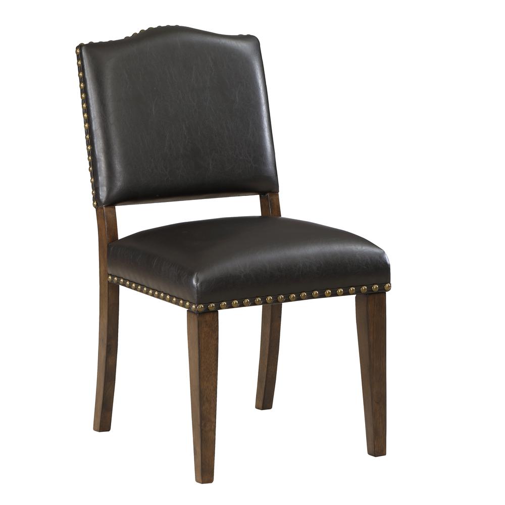 Denver Brown Faux Leather Dining Chair with Nail Heads - Set of 2. Picture 8