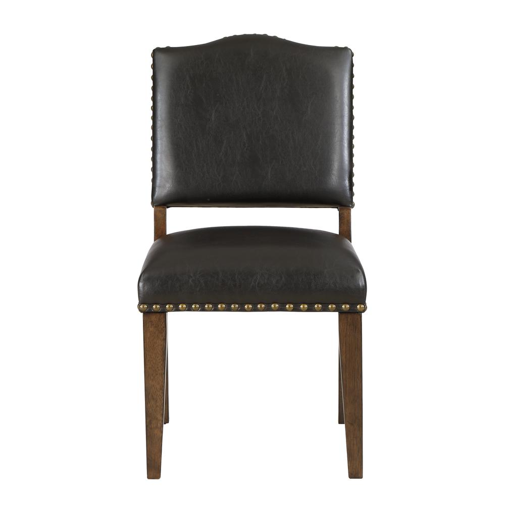 Denver Brown Faux Leather Dining Chair with Nail Heads - Set of 2. Picture 9