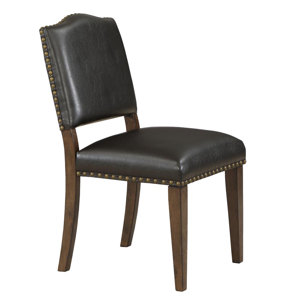 Denver Brown Faux Leather Dining Chair with Nail Heads - Set of 2. Picture 10