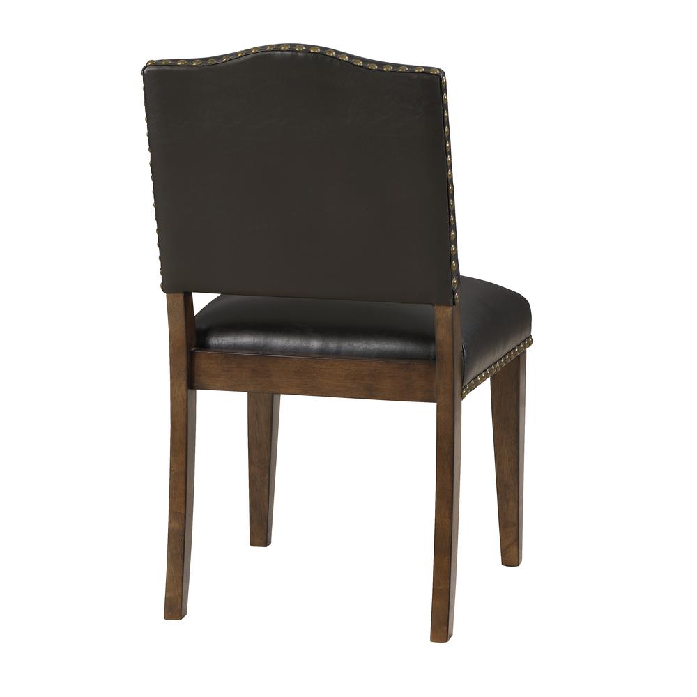 Denver Brown Faux Leather Dining Chair with Nail Heads - Set of 2. Picture 14