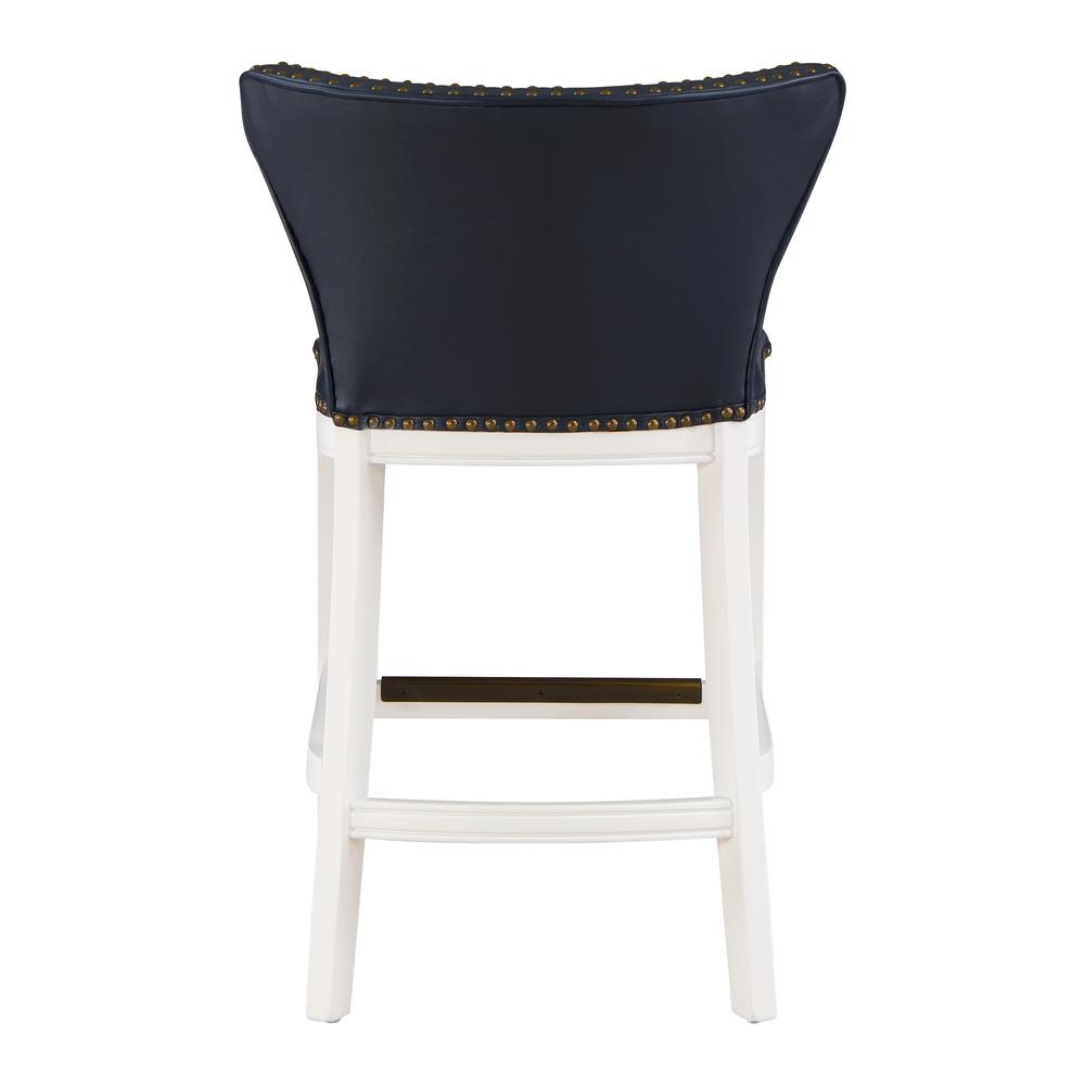 Marco Midnight Blue Faux Leather and White Wood Counter Stool. Picture 7