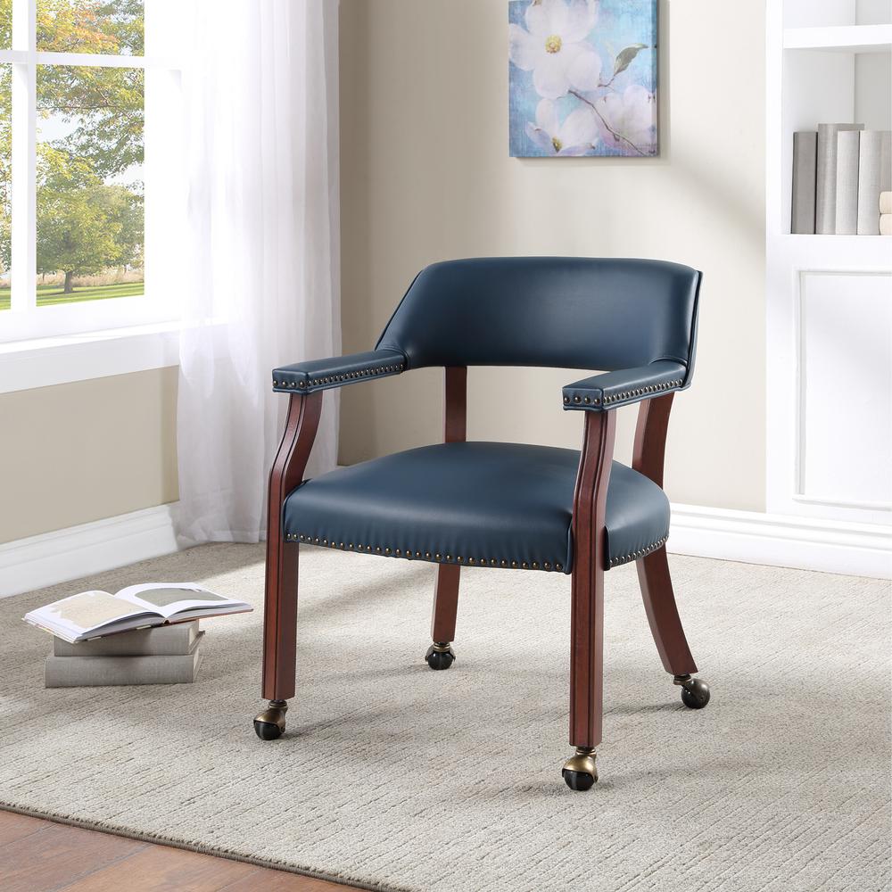 Cavett Navy Blue Caster Game Chair. Picture 3
