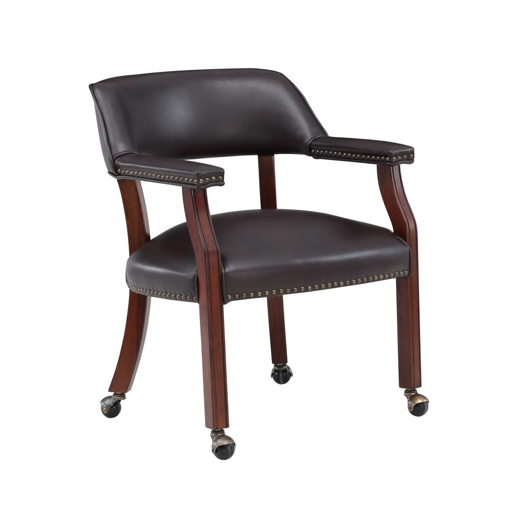 Cavett Burnished Brown Caster Game Chair. Picture 1