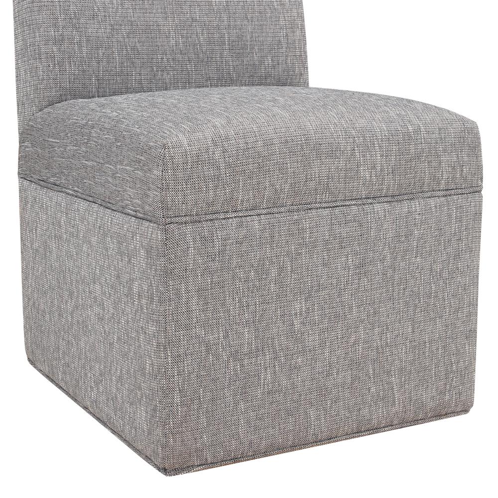Delray Modern Upholstered Castered Chair in Ashen Grey. Picture 6