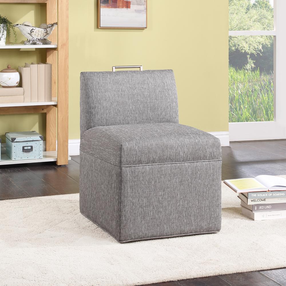 Delray Modern Upholstered Castered Chair in Ashen Grey. Picture 5