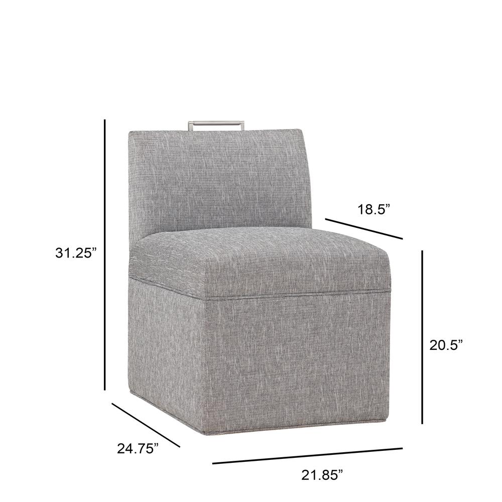 Delray Modern Upholstered Castered Chair in Ashen Grey. Picture 7