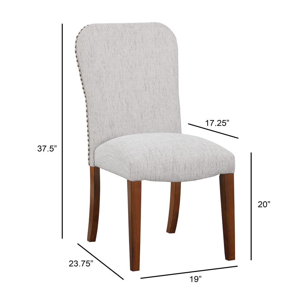 Salina Sea Oat Dining Chair in Performance Fabric with Nail Heads - set of 2. Picture 2