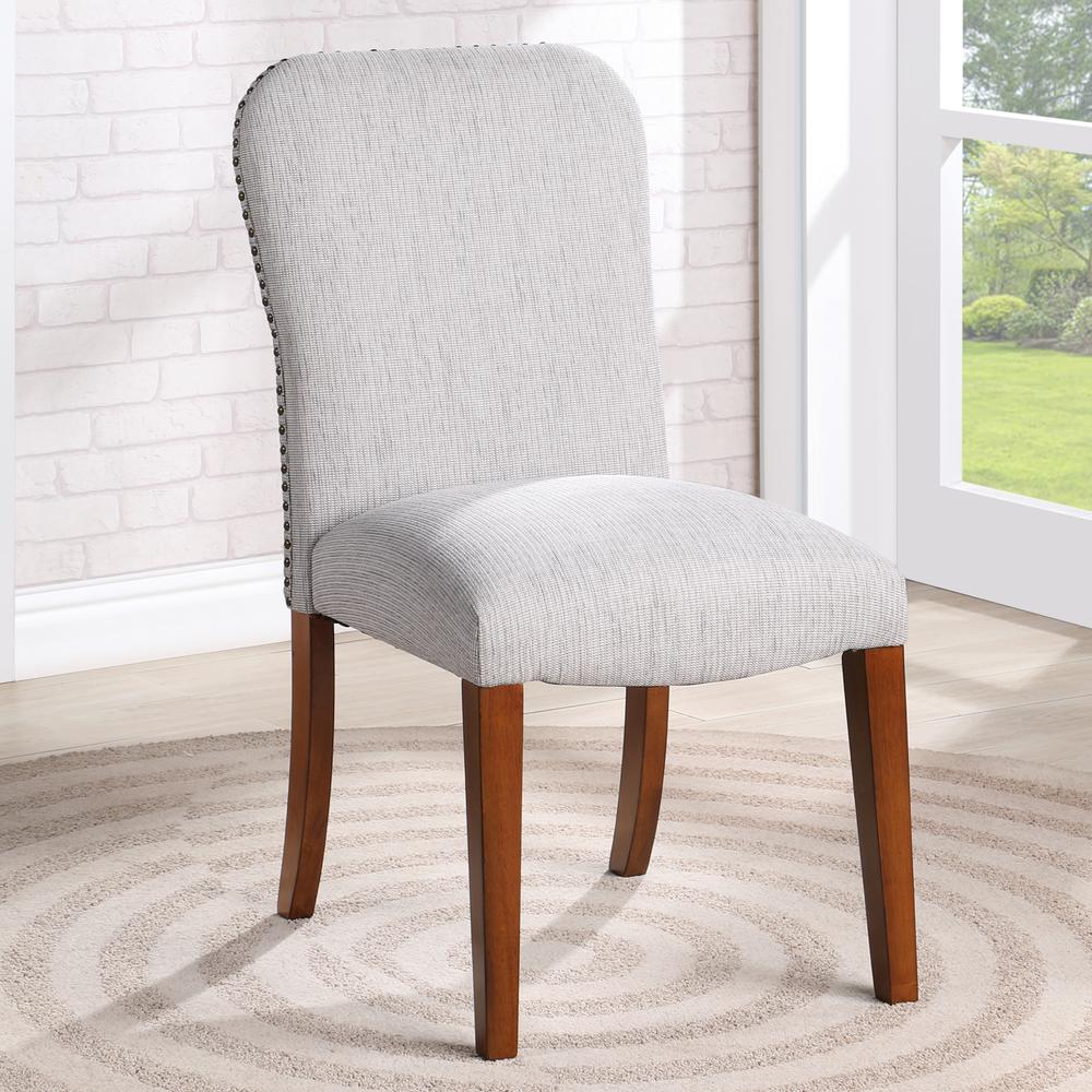 Salina Sea Oat Dining Chair in Performance Fabric with Nail Heads - set of 2. Picture 9