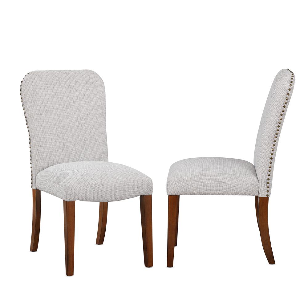 Salina Sea Oat Dining Chair in Performance Fabric with Nail Heads - set of 2. Picture 11