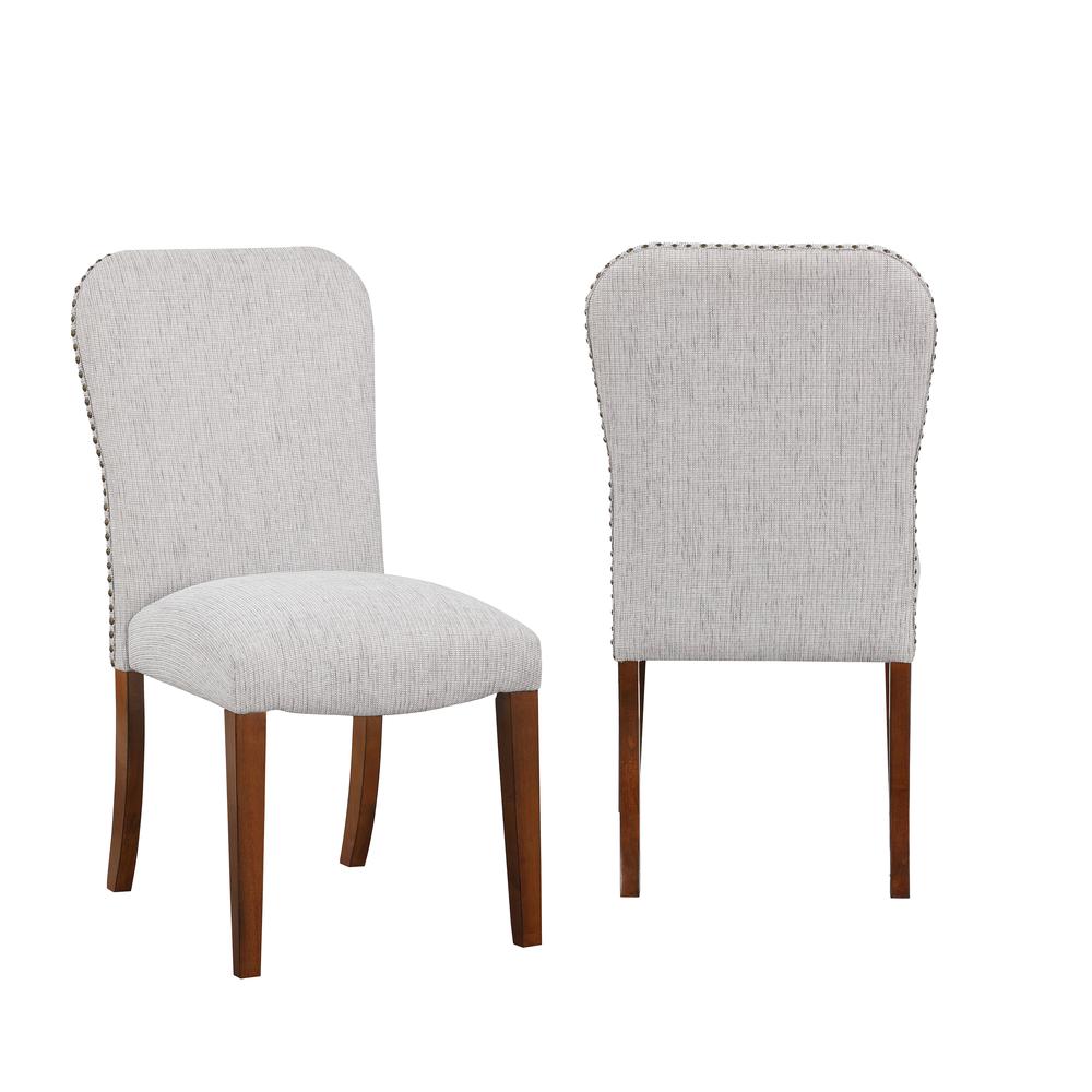 Salina Sea Oat Dining Chair in Performance Fabric with Nail Heads - set of 2. Picture 12