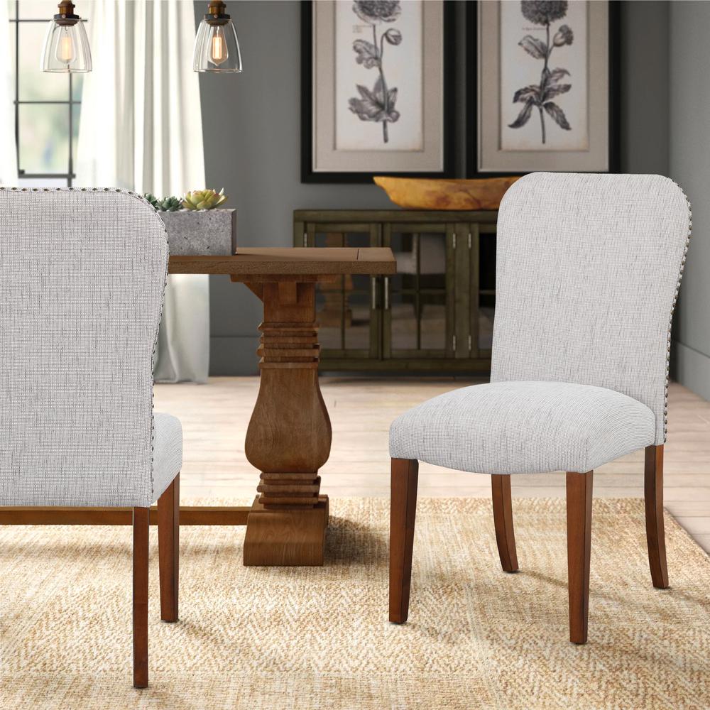 Salina Sea Oat Dining Chair in Performance Fabric with Nail Heads - set of 2. Picture 13