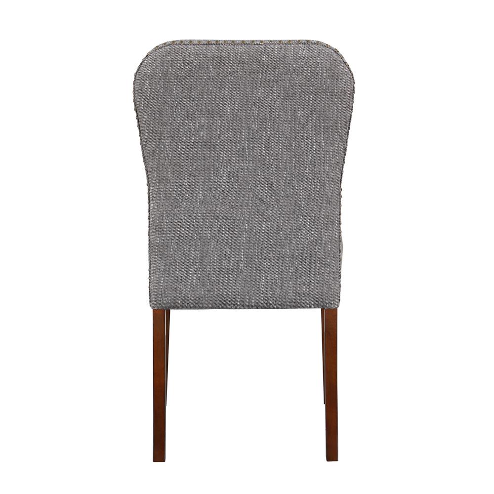 Salina Ashen Grey Dining Chair in Performance Fabric with Nail Heads - set of 2. Picture 5