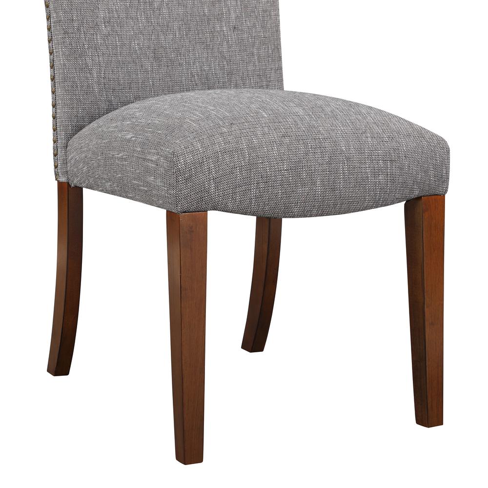 Salina Ashen Grey Dining Chair in Performance Fabric with Nail Heads - set of 2. Picture 7