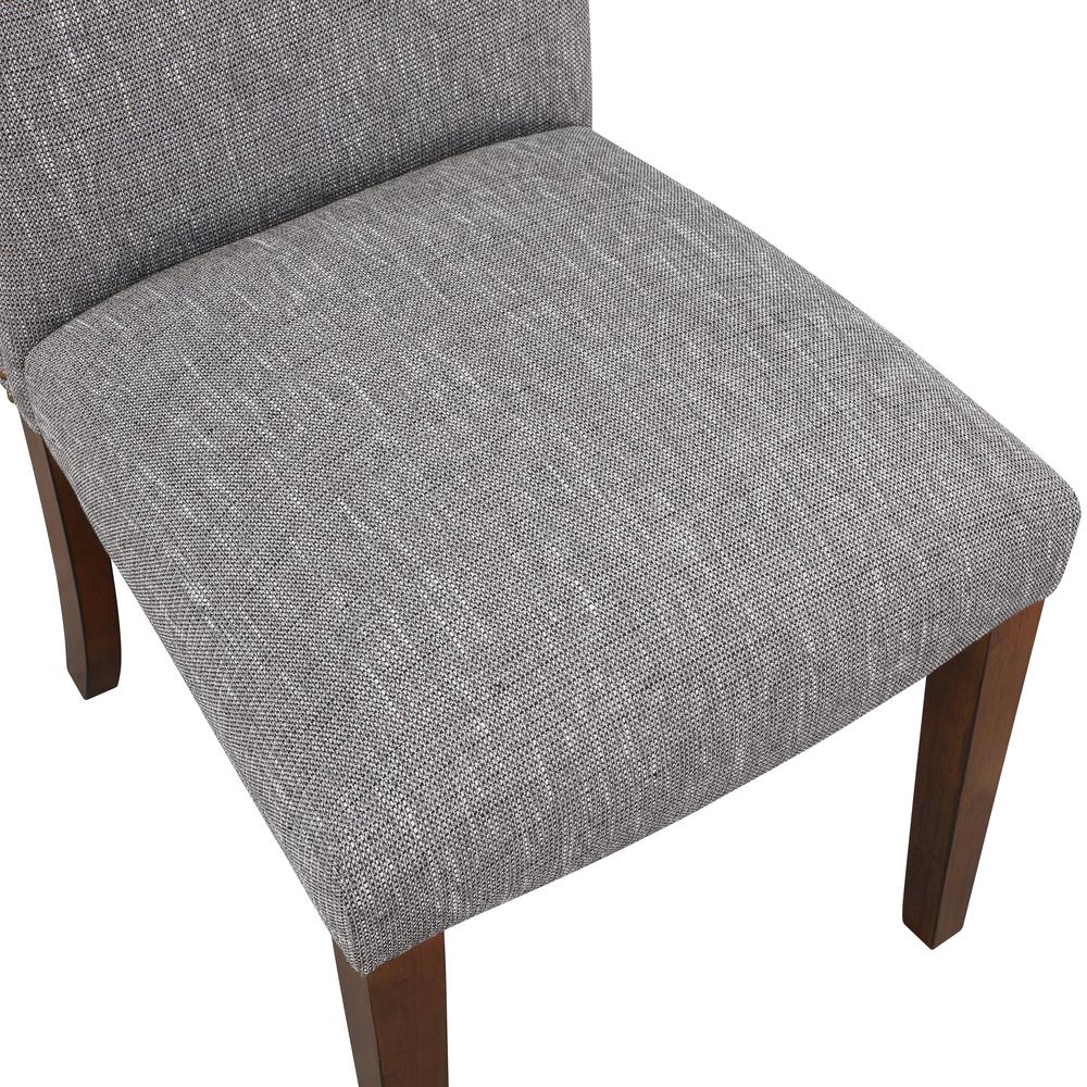Salina Ashen Grey Dining Chair in Performance Fabric with Nail Heads - set of 2. Picture 6