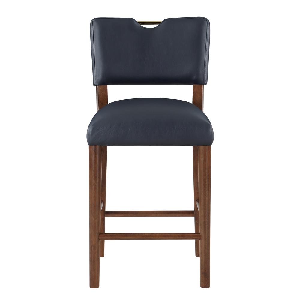 Bonito Midnight Blue Faux Leather Wood Counter Height Stool. Picture 2