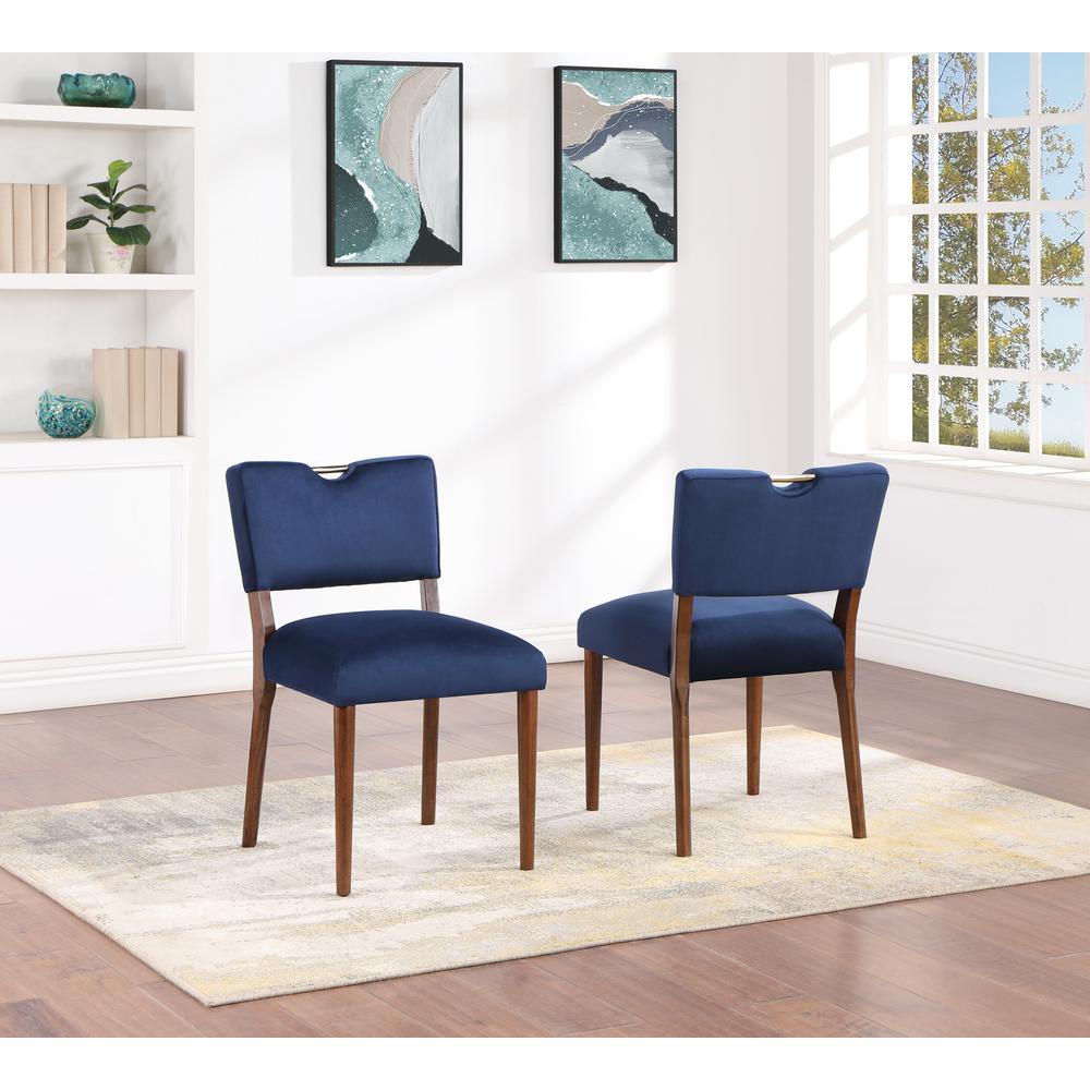 Bonito Navy Blue Velvet Dining Chair - Set of 2. Picture 16