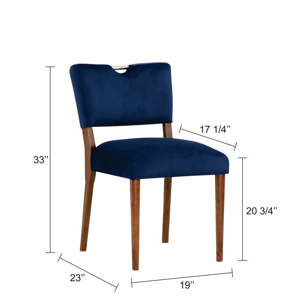Bonito Navy Blue Velvet Dining Chair - Set of 2. Picture 2