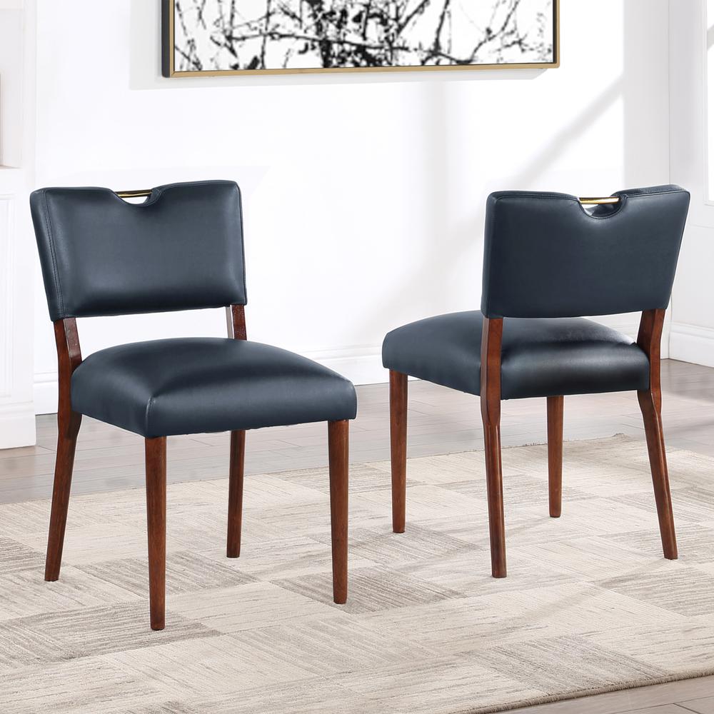 Bonito Midnight Blue Faux Leather Dining Chair - Set of 2. Picture 17