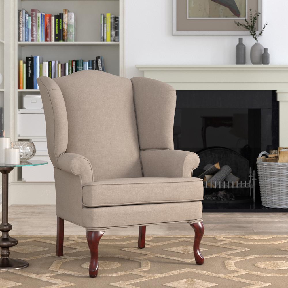 Erin Beige Wing Back Chair. Picture 7