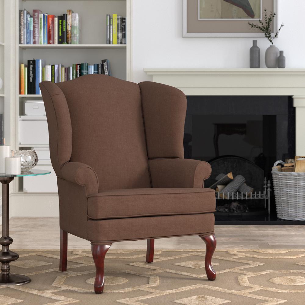Erin Brown Wing Back Chair. Picture 6