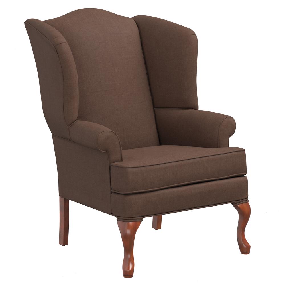 Erin Brown Wing Back Chair. Picture 1
