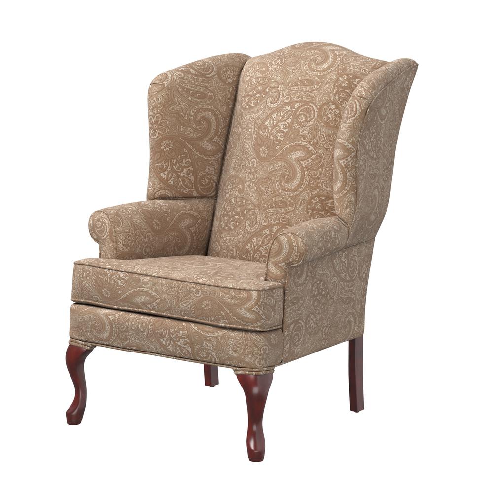 Paisley Cream Wingback Chair. Picture 4