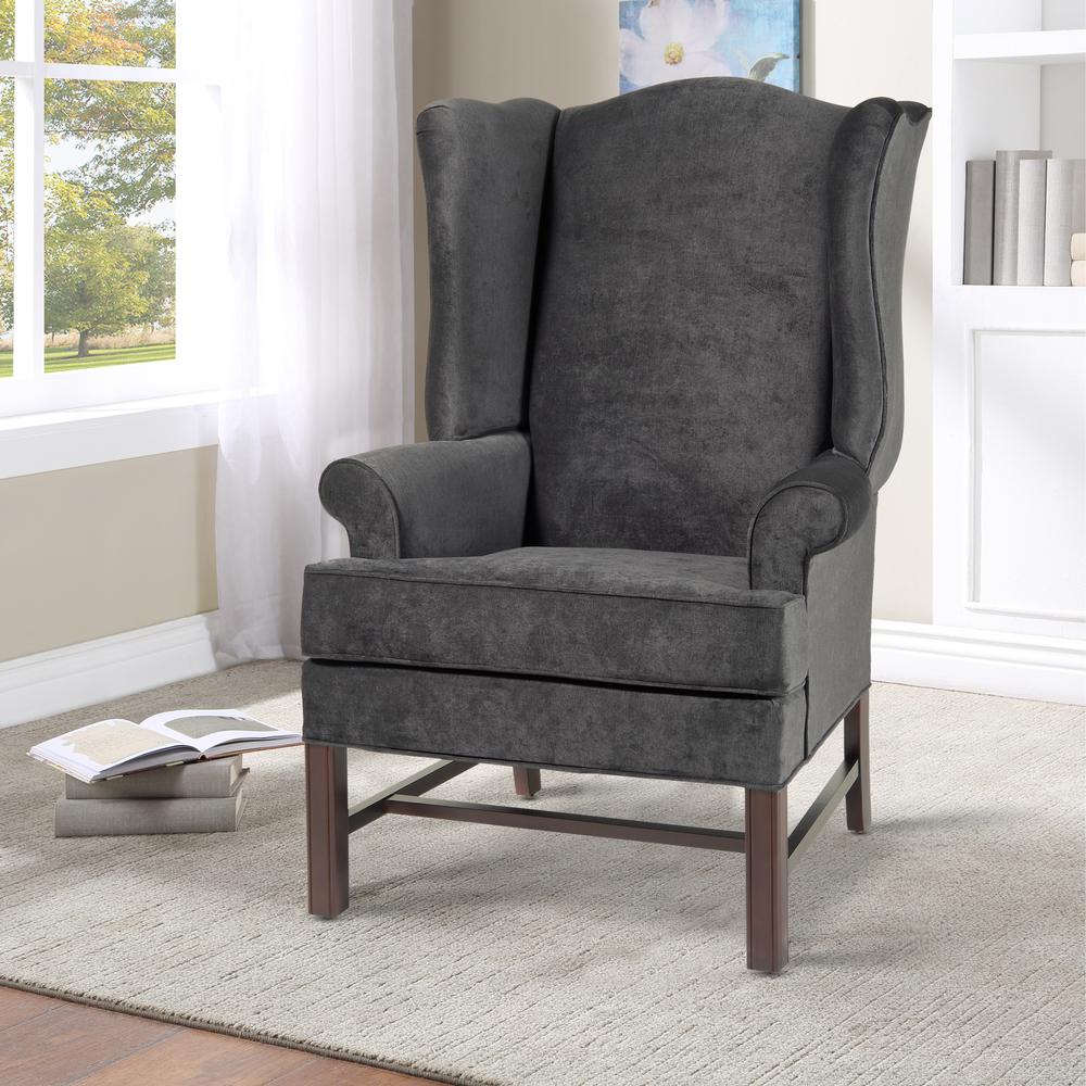 Chippendale Wing Chair - Elizabeth Charcoal. Picture 2
