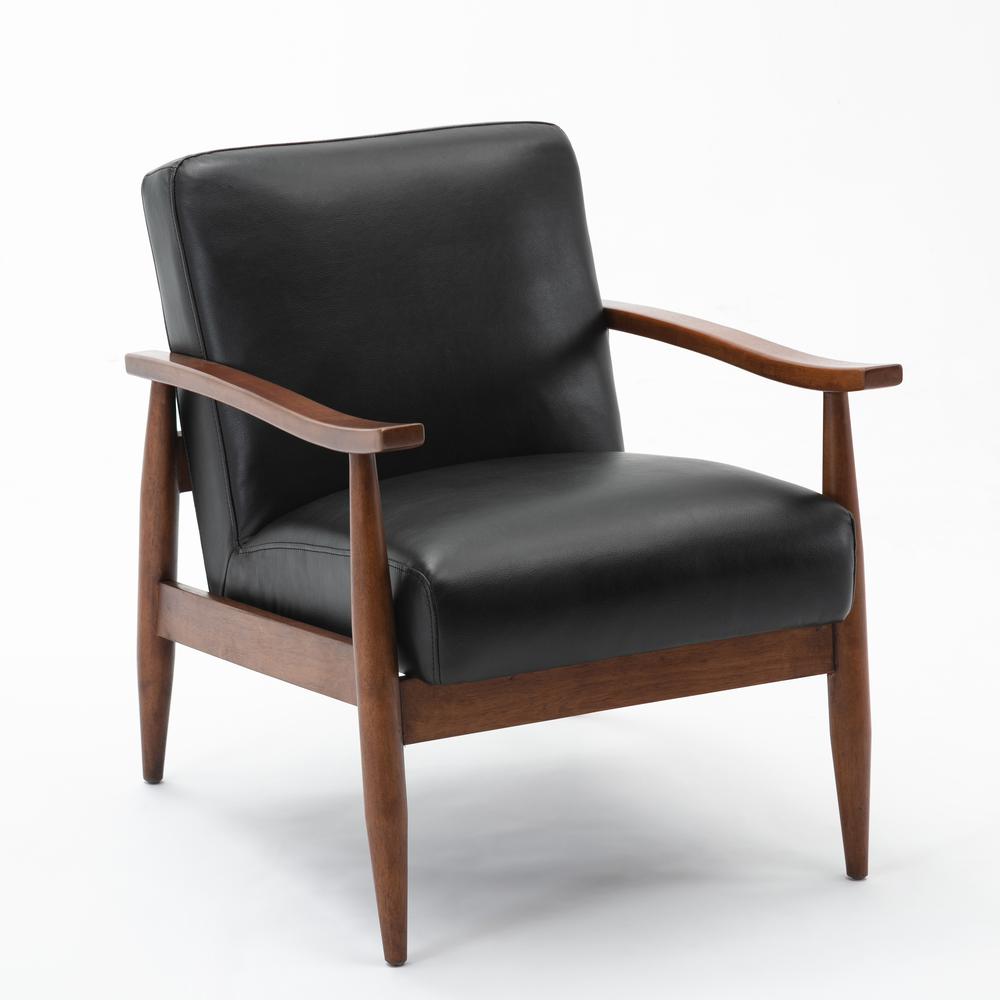 Austin Black Leather Gel Wooden Base Accent Chair. Picture 1