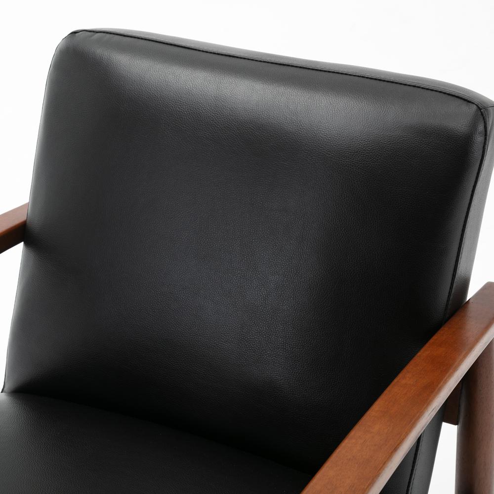 Austin Black Leather Gel Wooden Base Accent Chair. Picture 6