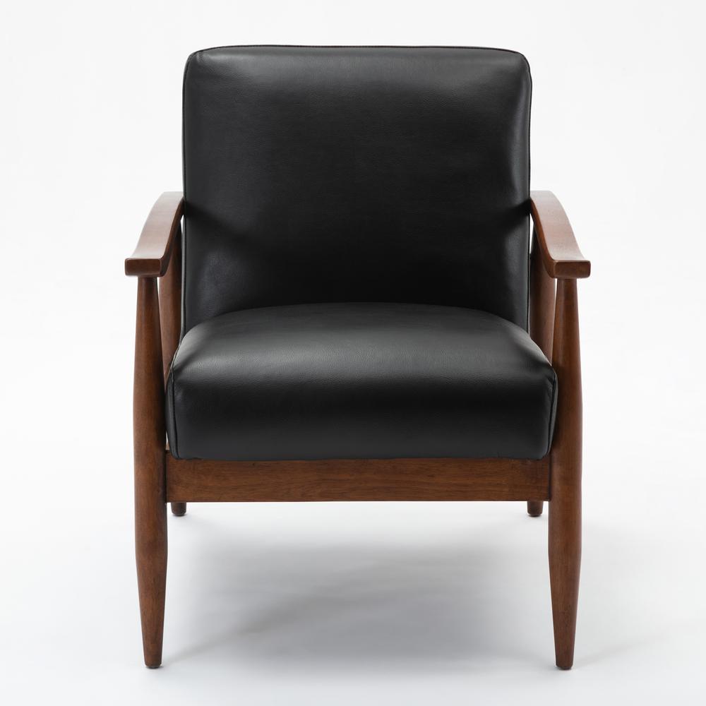 Austin Black Leather Gel Wooden Base Accent Chair. Picture 7