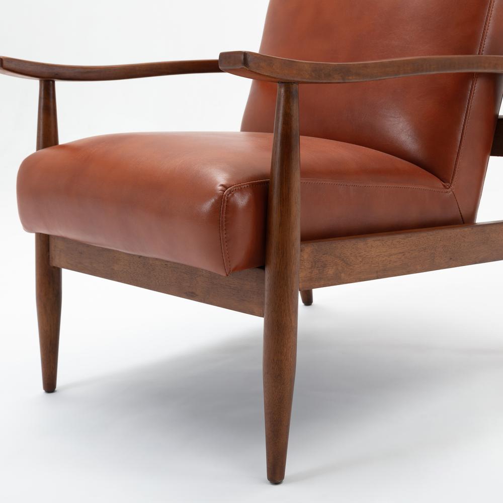 Austin Caramel Leather Gel Wooden Base Accent Chair. Picture 6