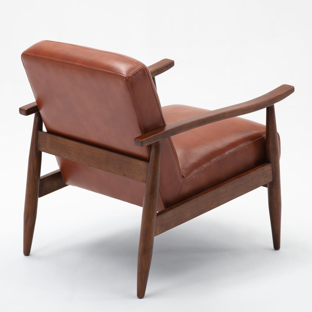 Austin Caramel Leather Gel Wooden Base Accent Chair. Picture 8