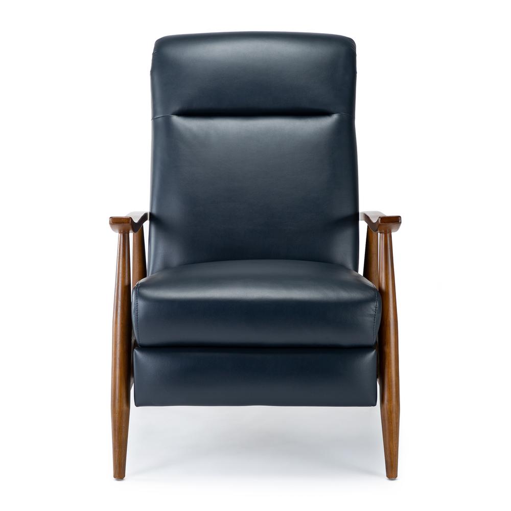 Solaris Wood Arm Push Back Recliner - Midnight Blue. Picture 9