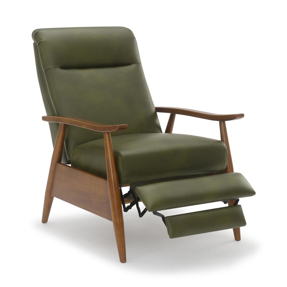 Solaris Wood Arm Push Back Recliner - Fern Green. Picture 3