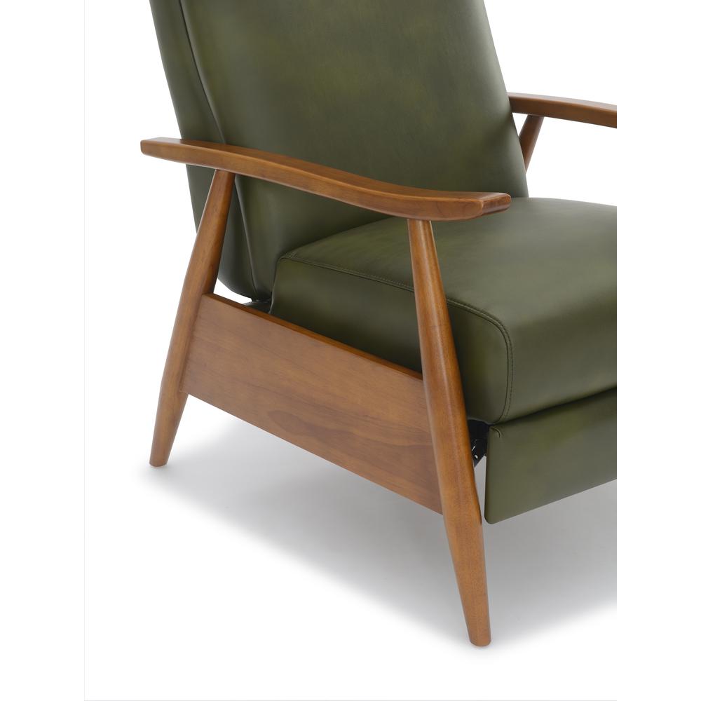 Solaris Wood Arm Push Back Recliner - Fern Green. Picture 6
