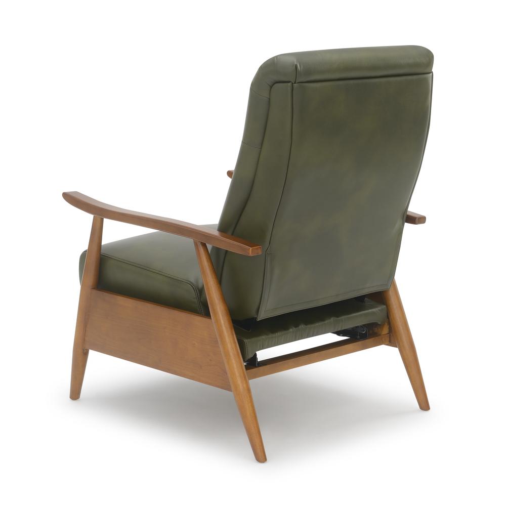 Solaris Wood Arm Push Back Recliner - Fern Green. Picture 8