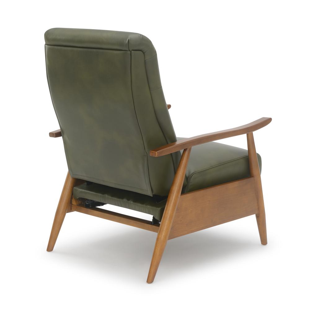 Solaris Wood Arm Push Back Recliner - Fern Green. Picture 11